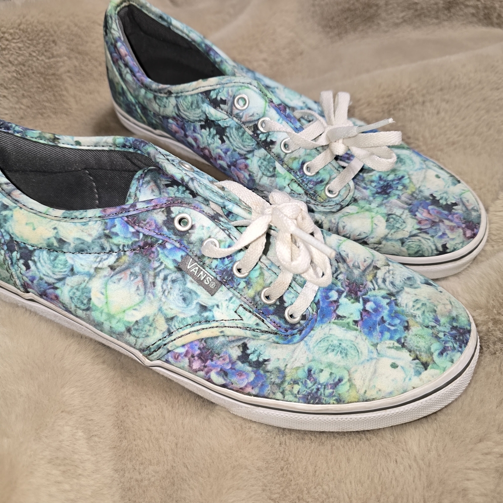 Vans Women’s Floral Canvas Lace-Up Sneakers - Aqua Floral
